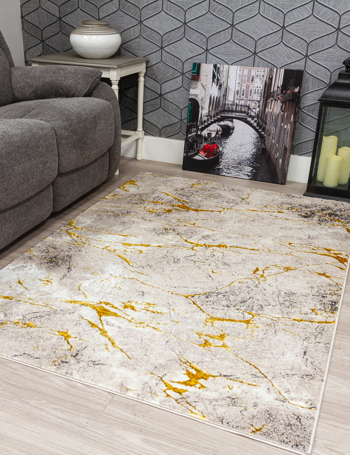 Glitz Marble Ochre Rugs