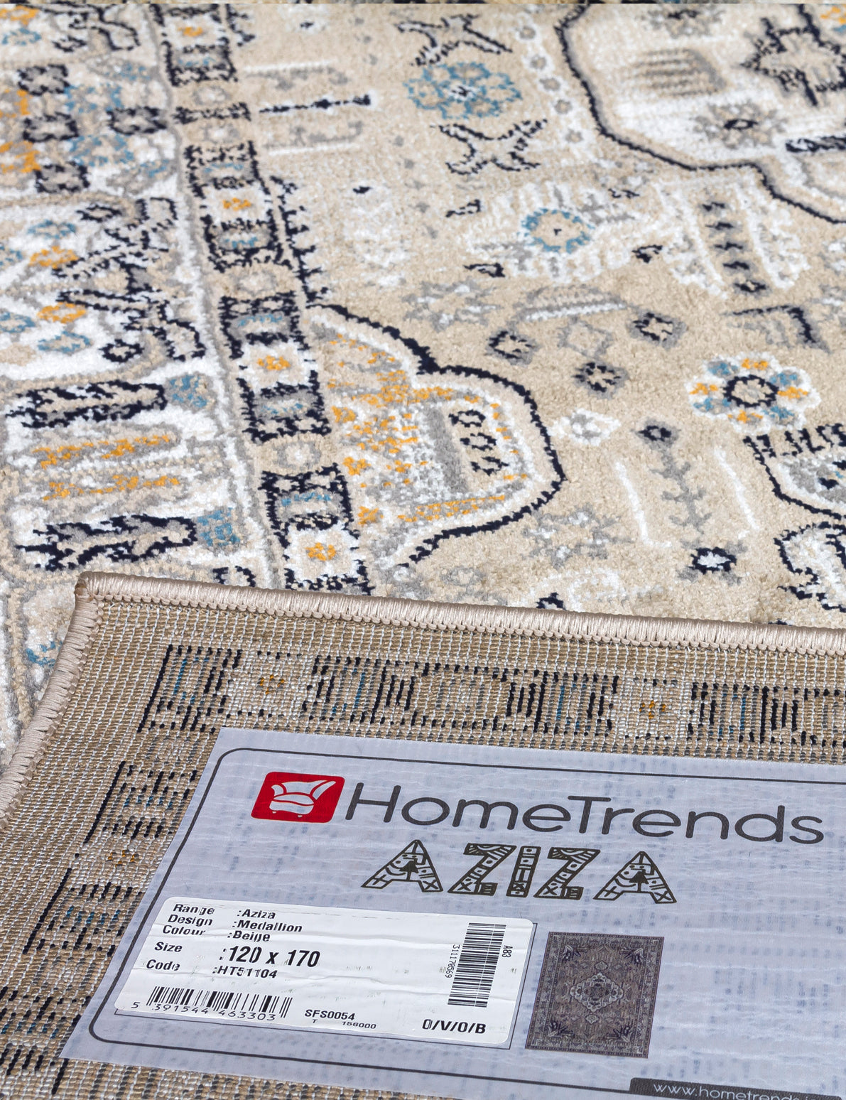 Aziza Medallion Beige Patterned Rugs