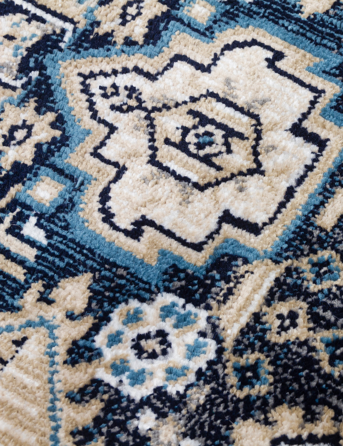 Aziza Medallion Navy Patterned Rugs