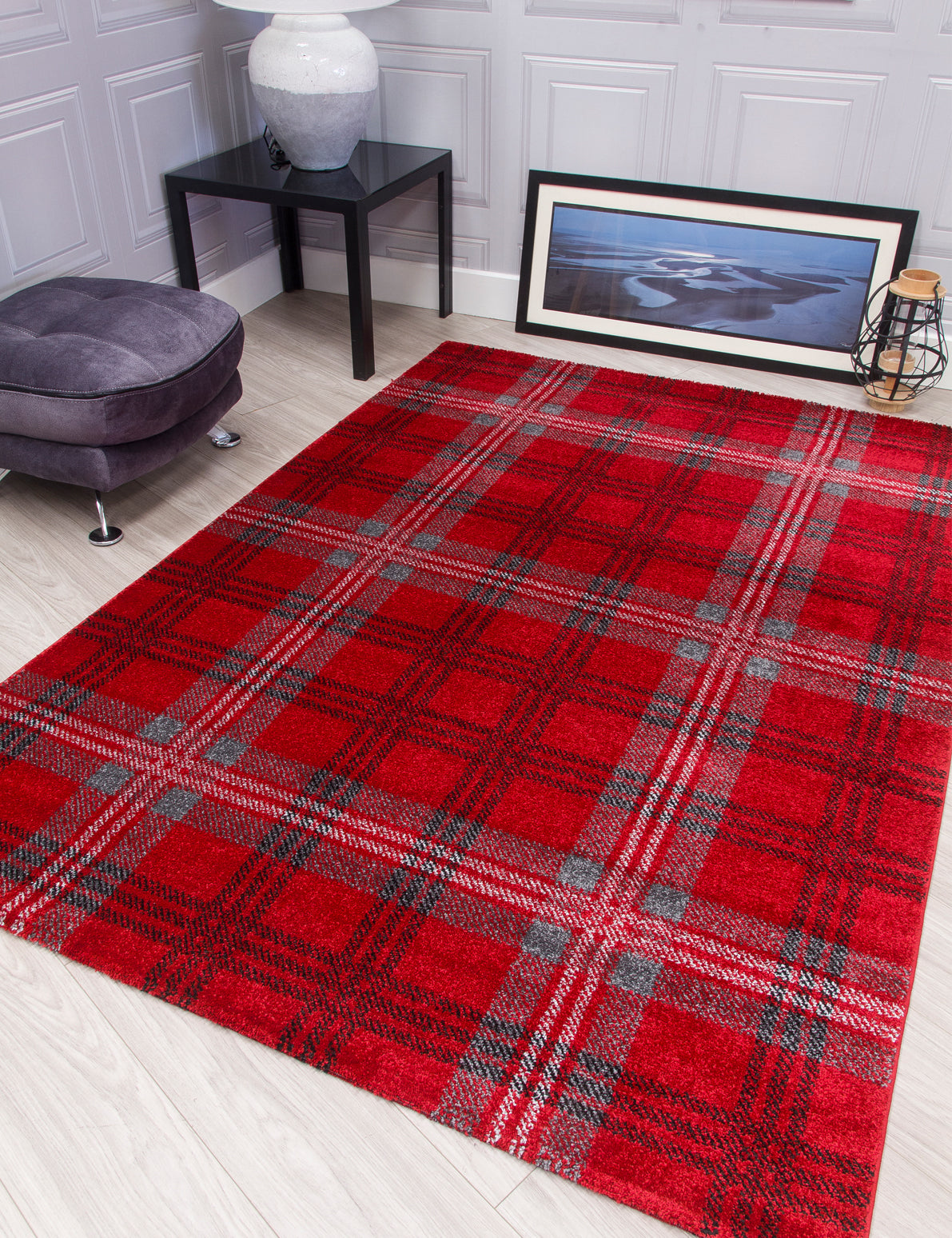Glendale Red/Grey Tartan Rugs