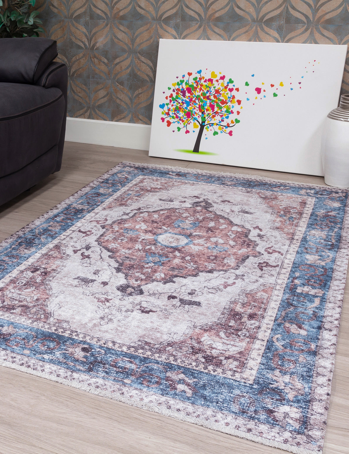 Modena Keyara Beige/Red/Blue Patterned Rugs