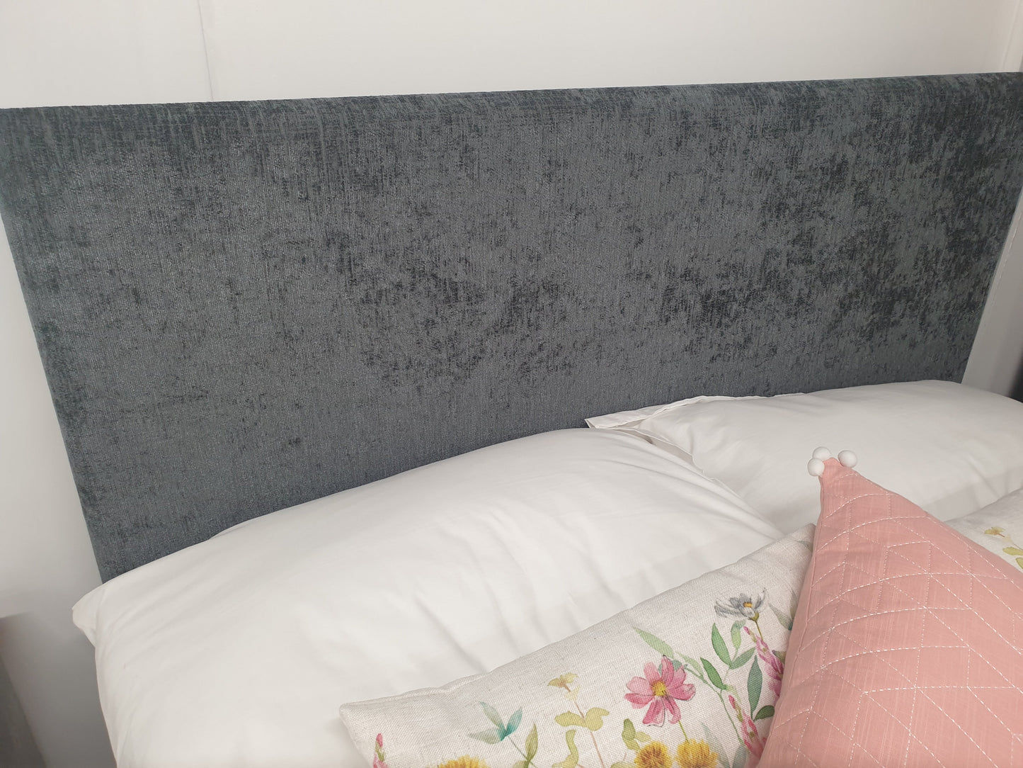 Divan Bed Set - Vermont 1000 Mattress with York Headboard in Carlton Charcoal