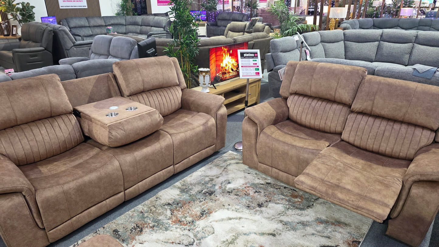 Platina Recliner Sofas Coffee Fabric