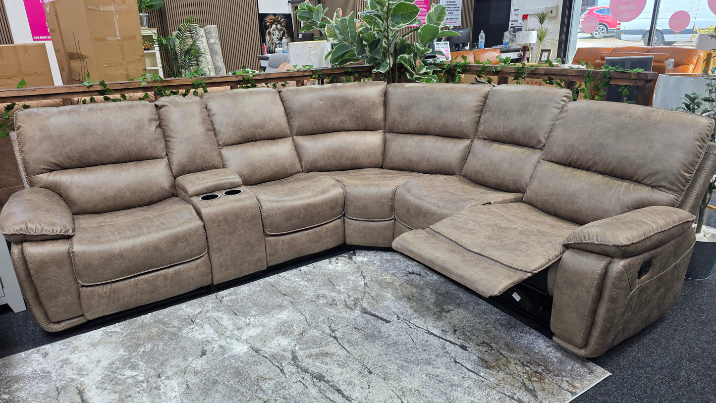Estelle Sandstone Fabric Recliner Corner Sofas