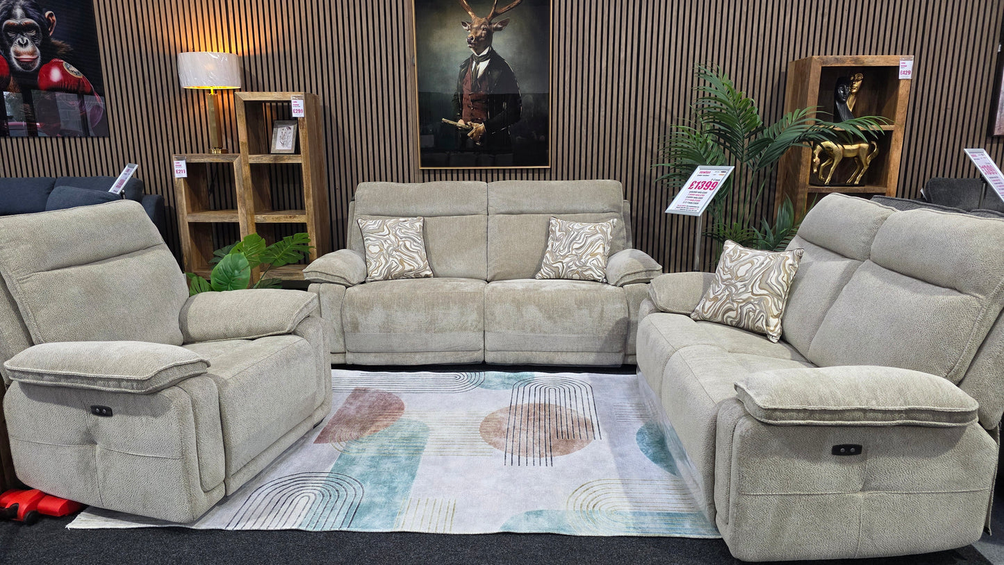 Newton Power Recliner Sofas - Camel Fabric