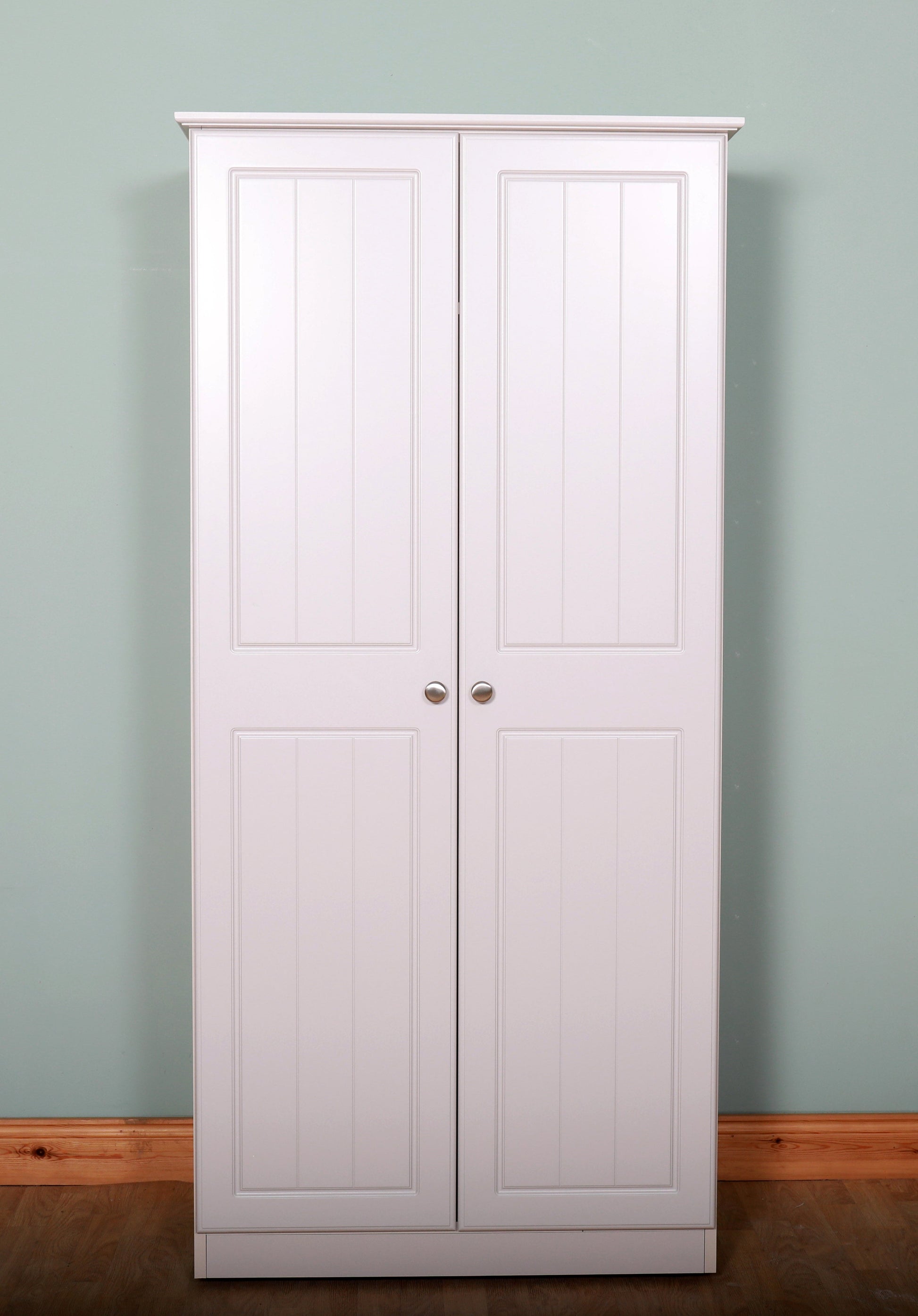 white Millwood Solid Two Door Wardrobe.