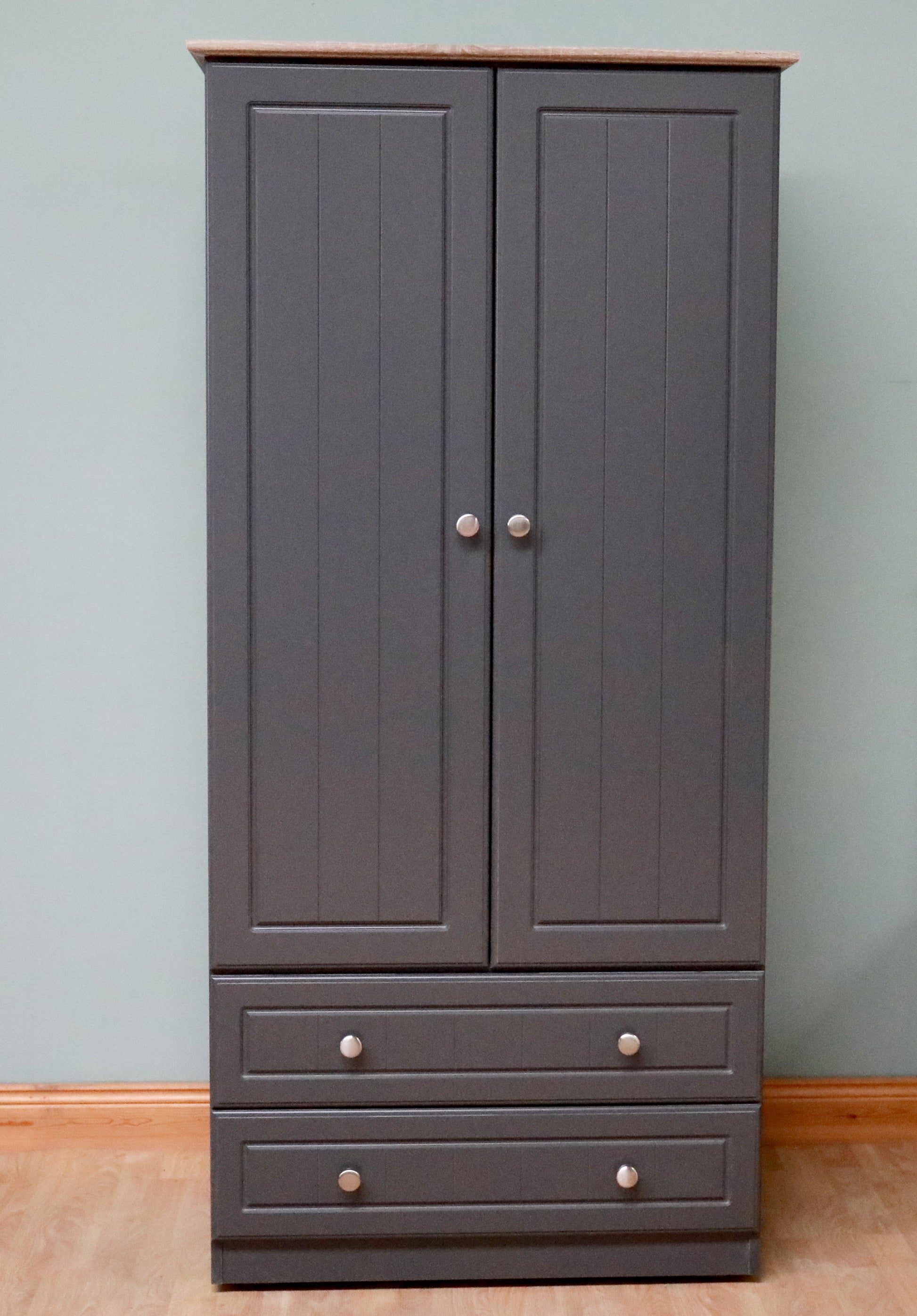 Millwood Solid Two Door with 2 Drawers Wardrobe.