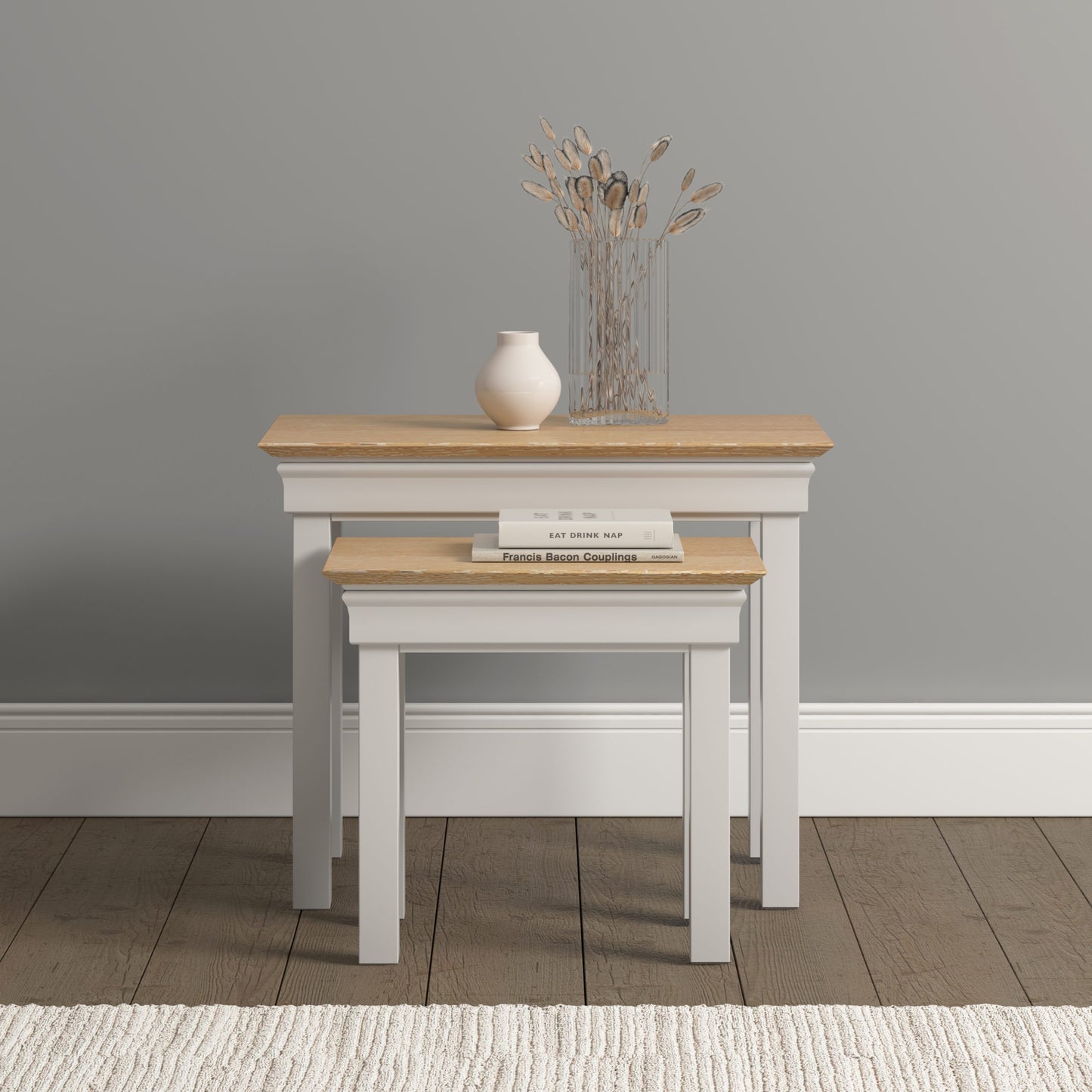 Bordeaux Nest of 2 Tables Ivory/Oak