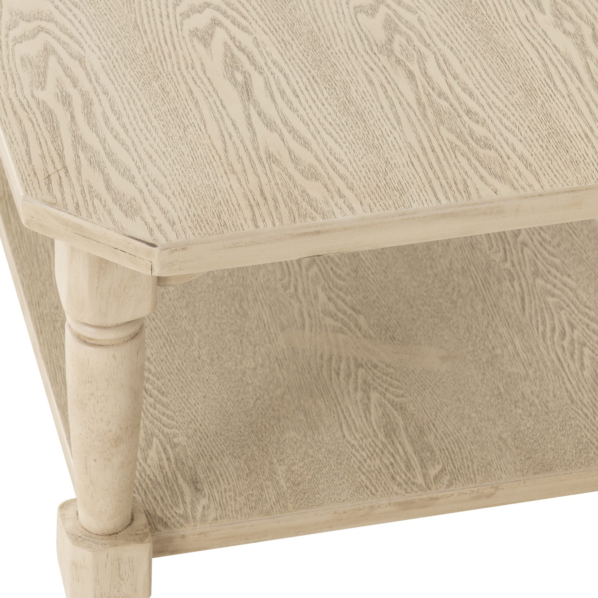 Wooden side table with a textured surface on a white background