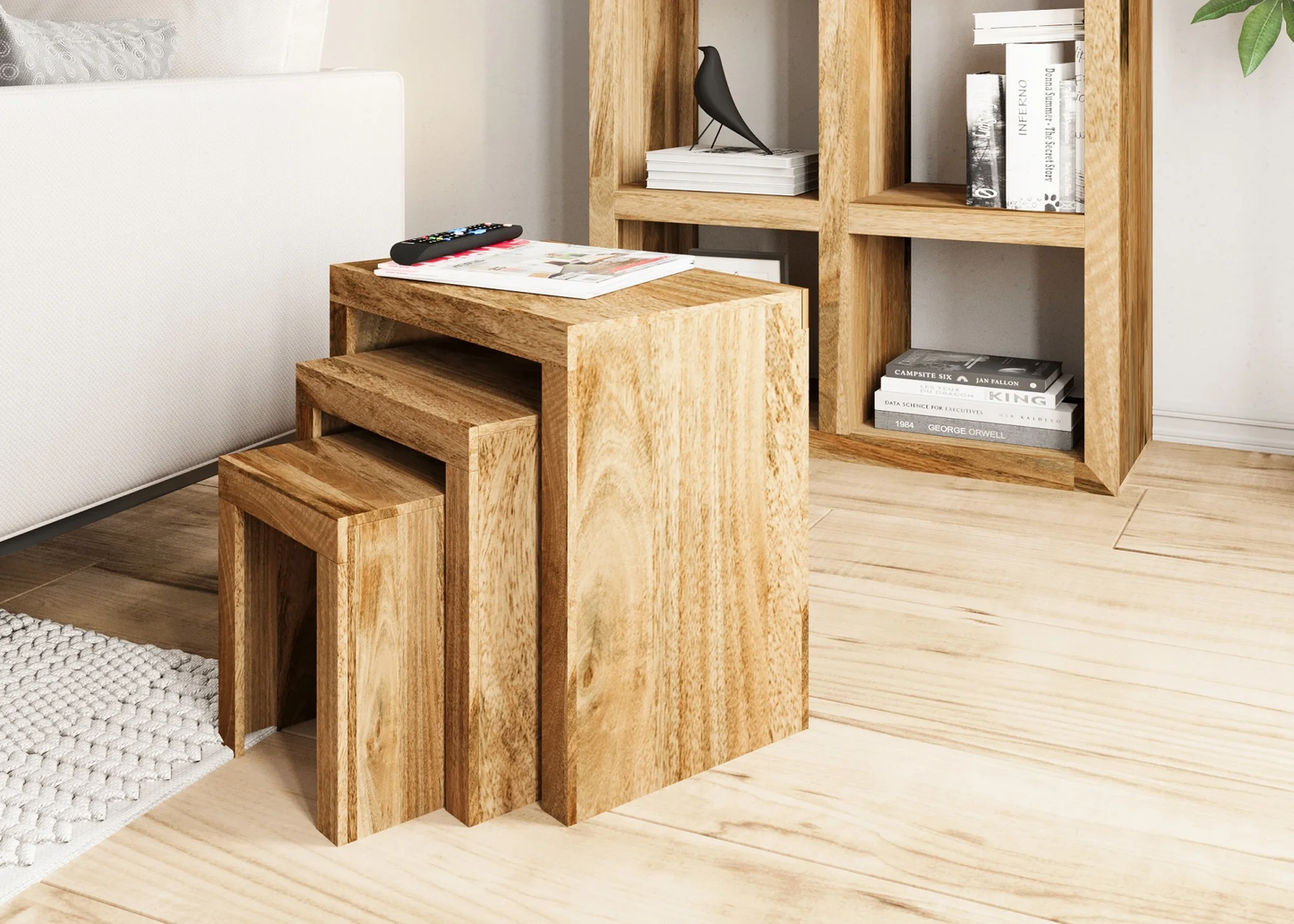 Cube Mango Solid Wood Nest of 3 Tables