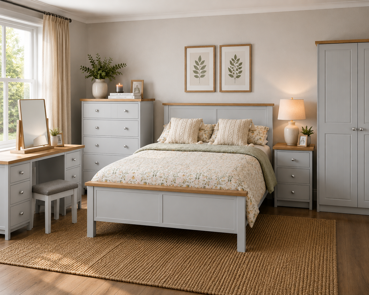 Millwood Light Grey Dressing Table Set