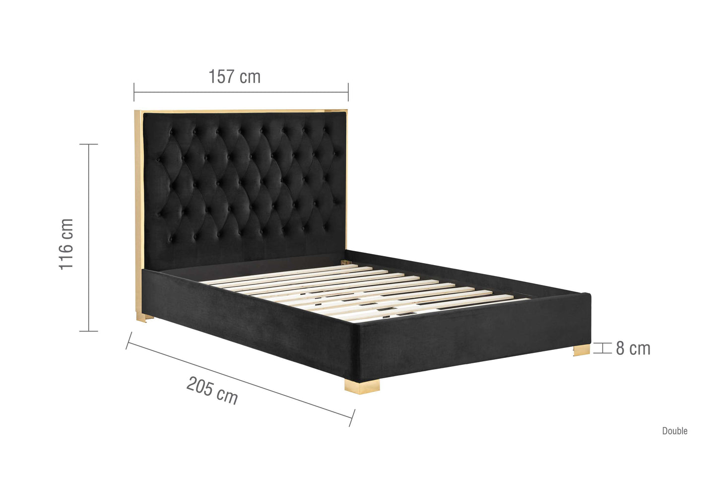 Chelsea Black Velvet Fabric Bed