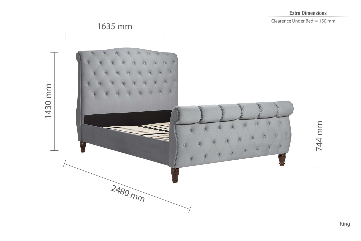 Colorado Grey Fabric Bed