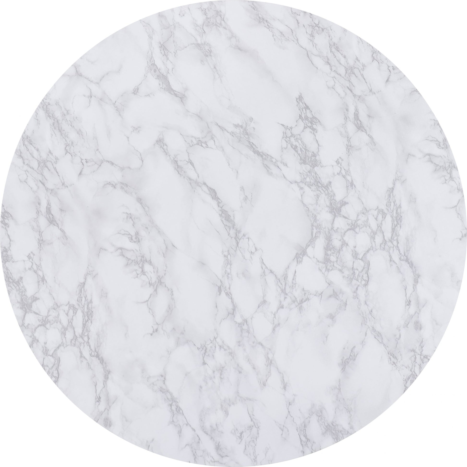 Round marble tile with gray and white pattern on a white background