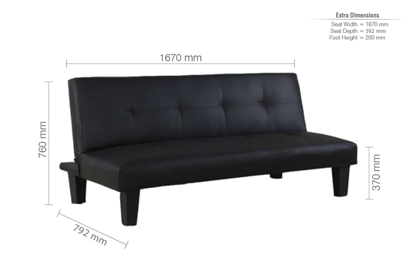 Franklin Black Faux Leather Sofa Bed
