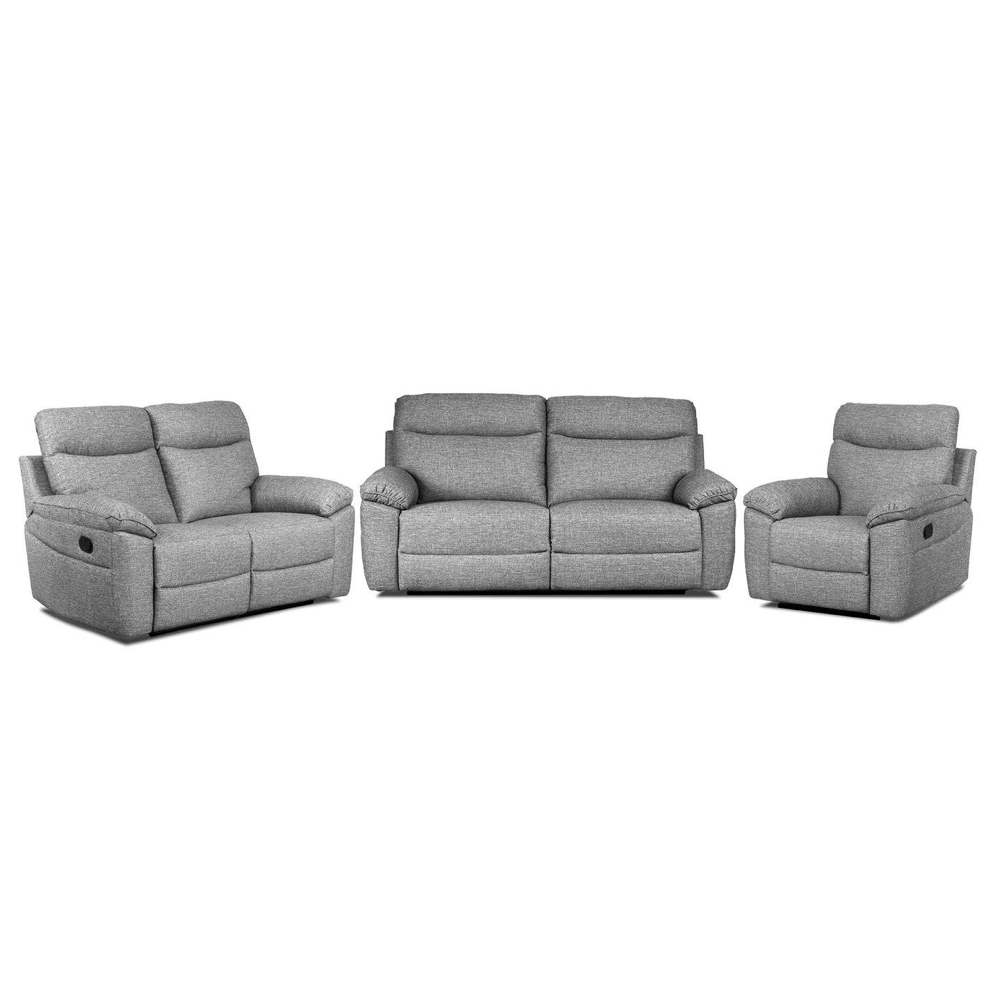 Gray reclining sofa set on a white background