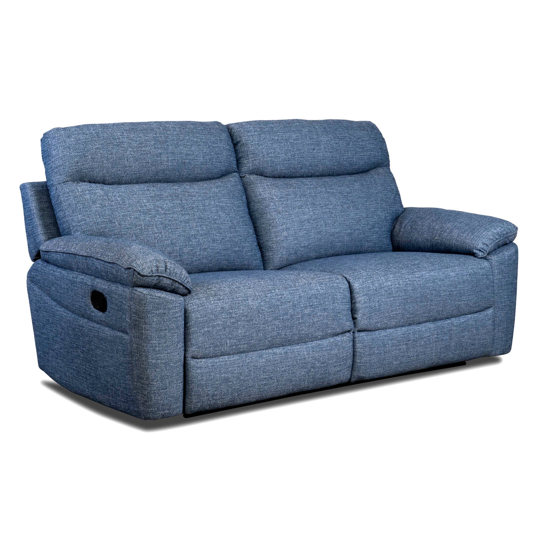Blue reclining sofa on a white background