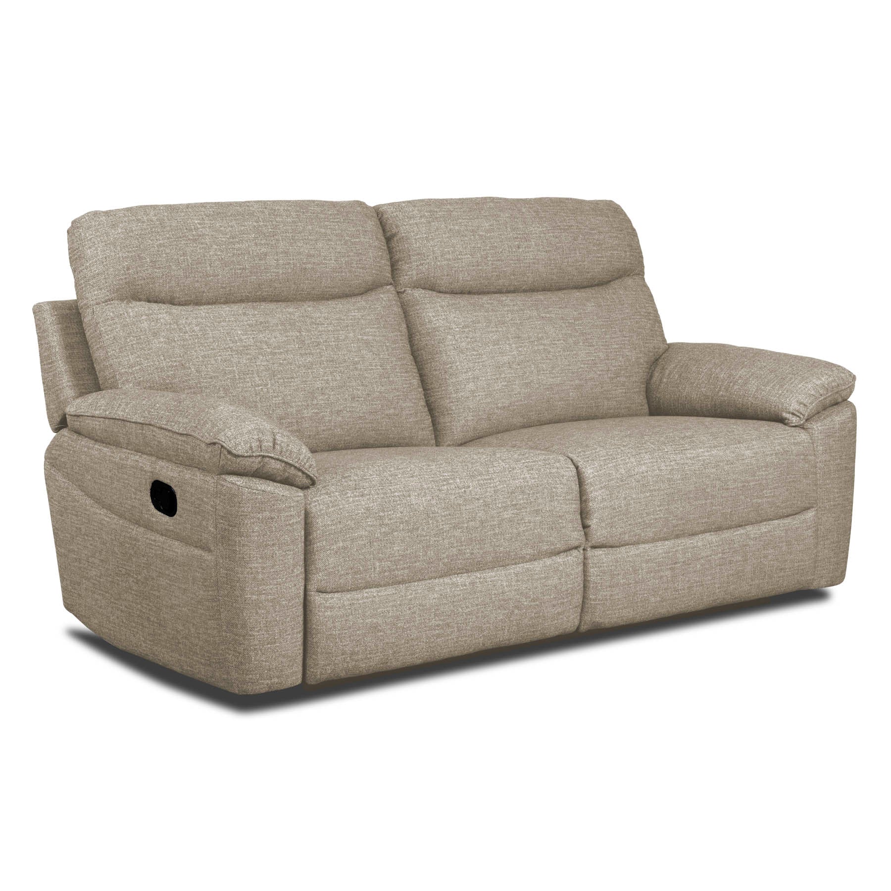 oatmeal fabric recliner sofa on a white background