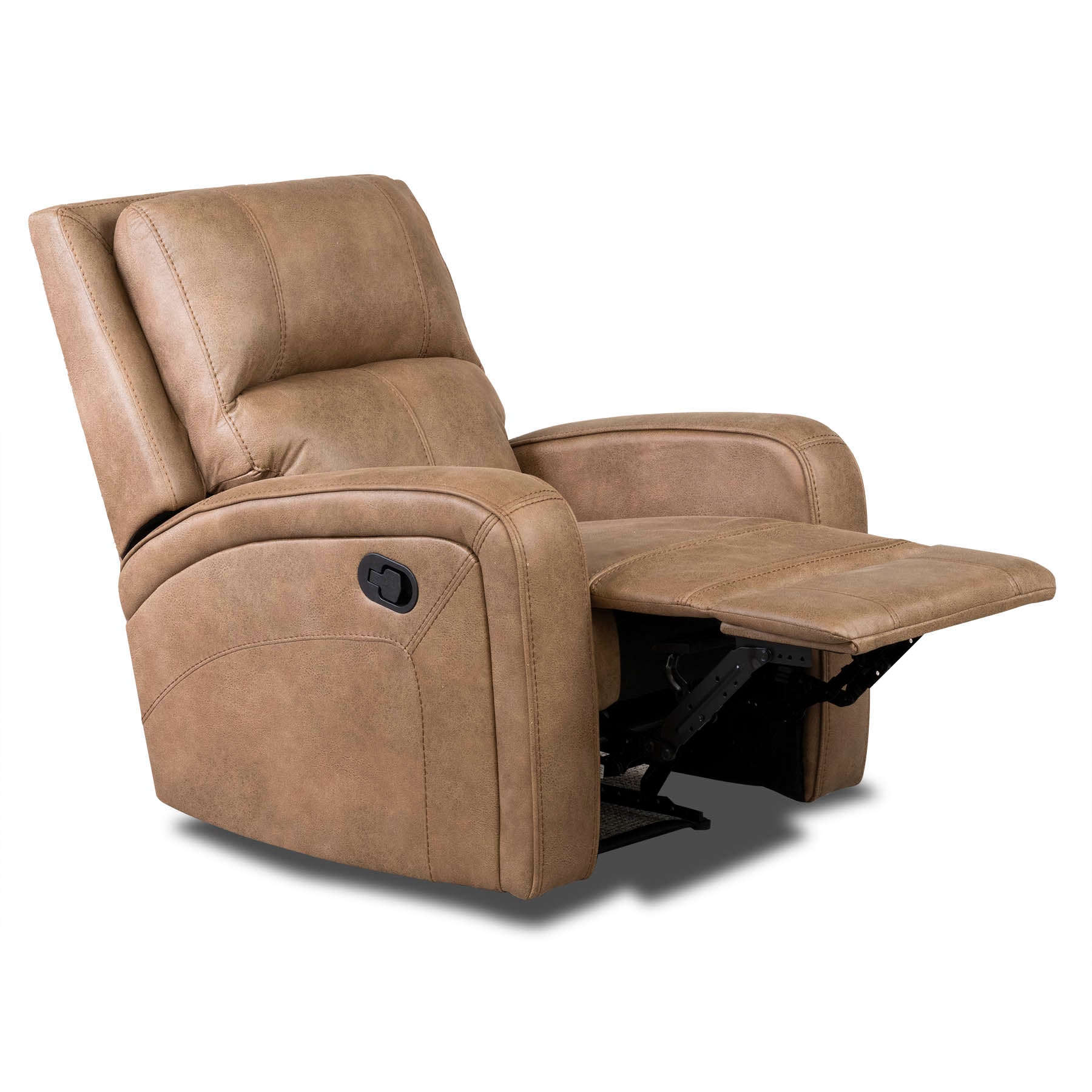 Tan Brown Fabric recliner sofa on a white background