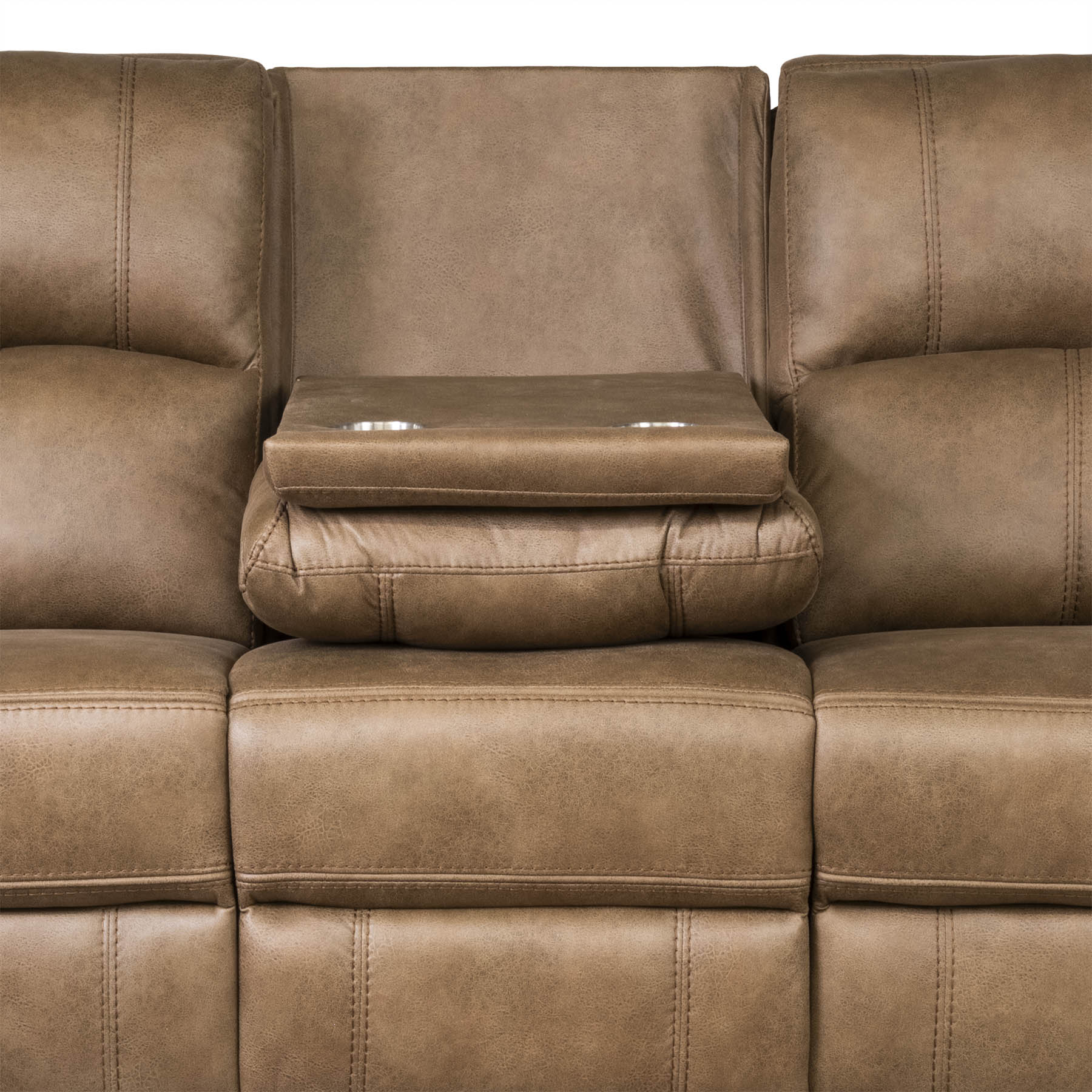 Tan Brown Fabric recliner sofa with a reclining seat
