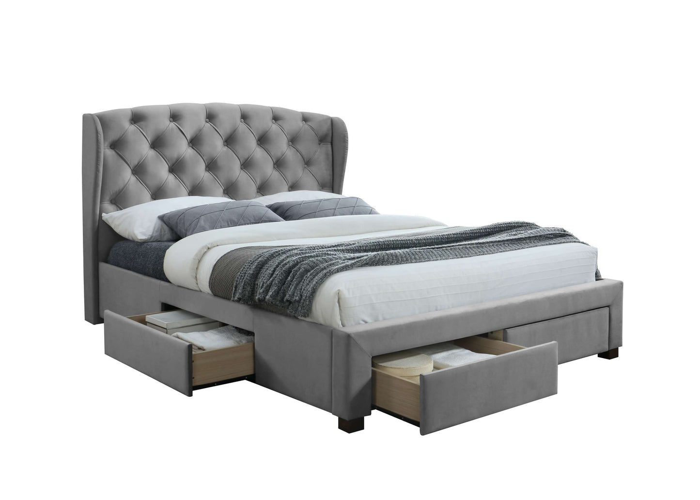 Hope Grey Fabric Bed With Storage Drawers