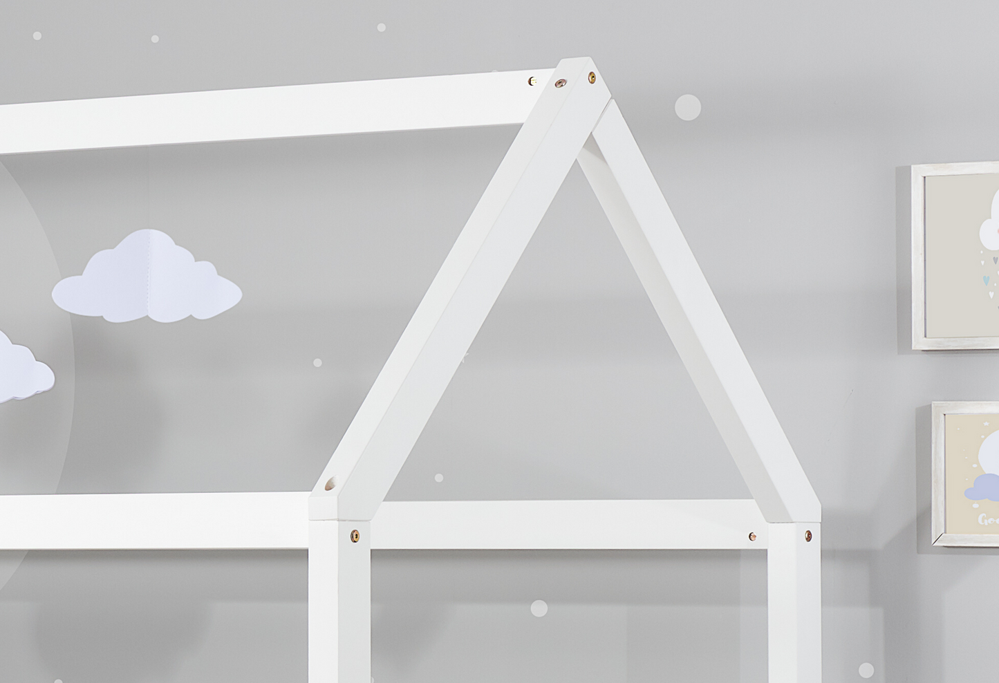 Kids White Themed House Single Bed