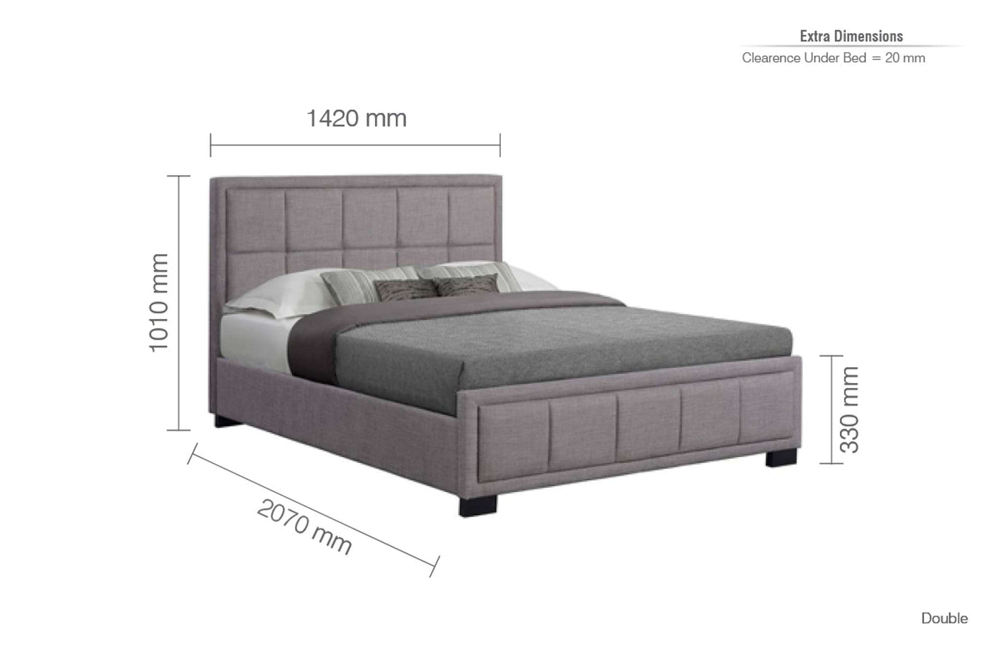 Hannover Grey Fabric Bed