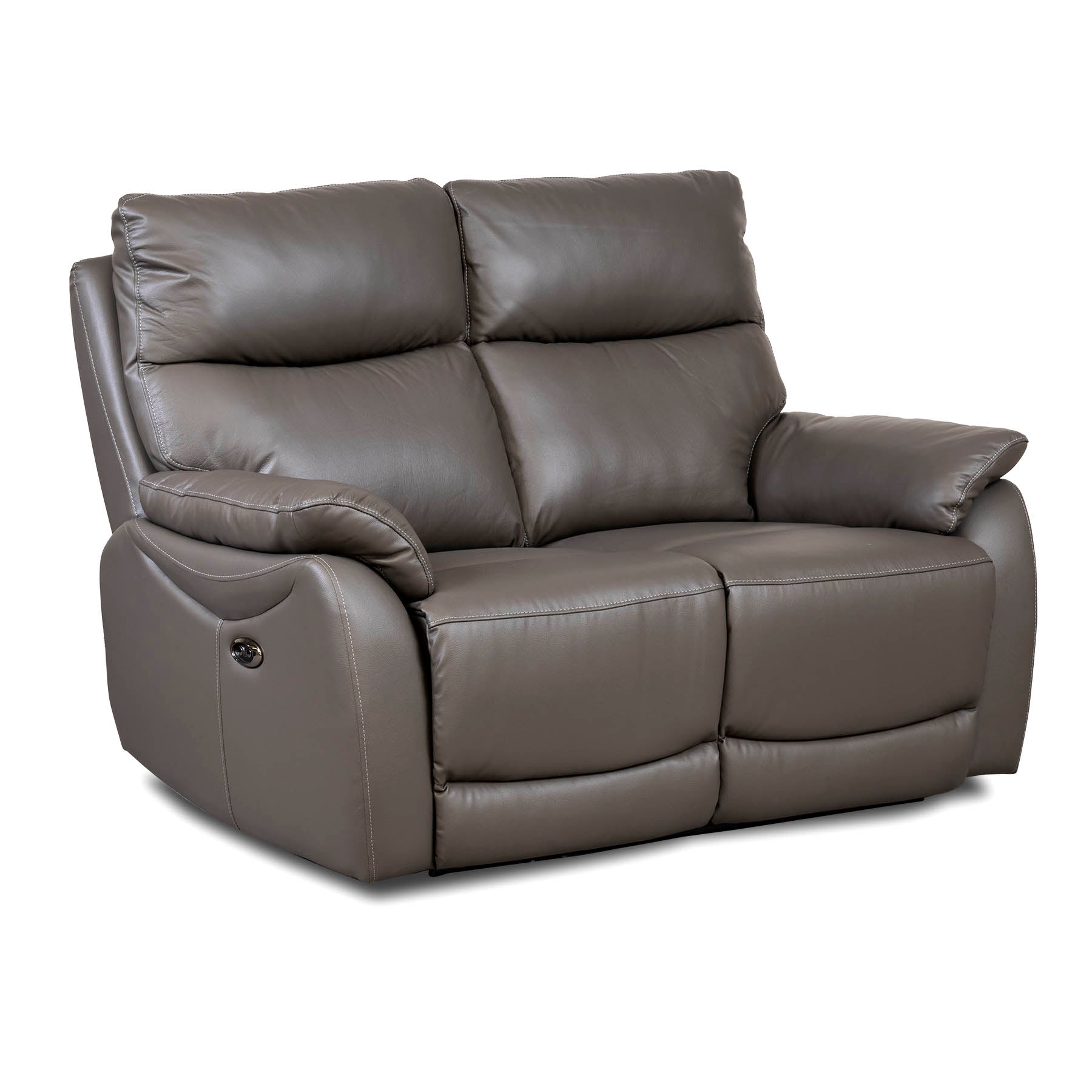 Gray leather reclining sofa on a white background