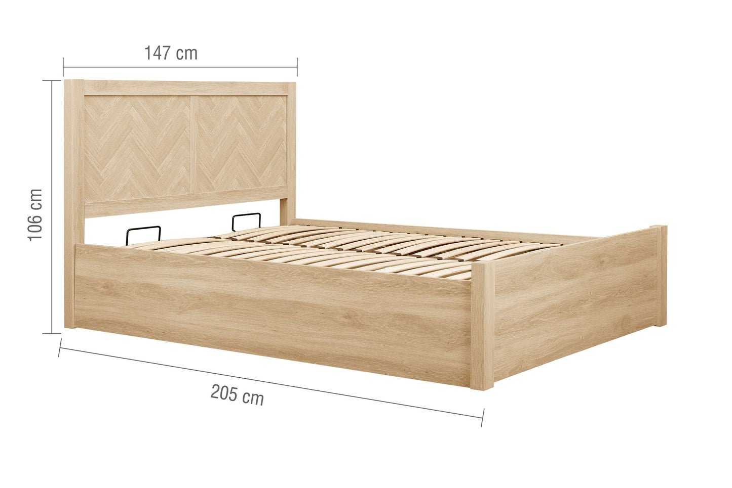 Herringford Oak Ottoman Storage Bed