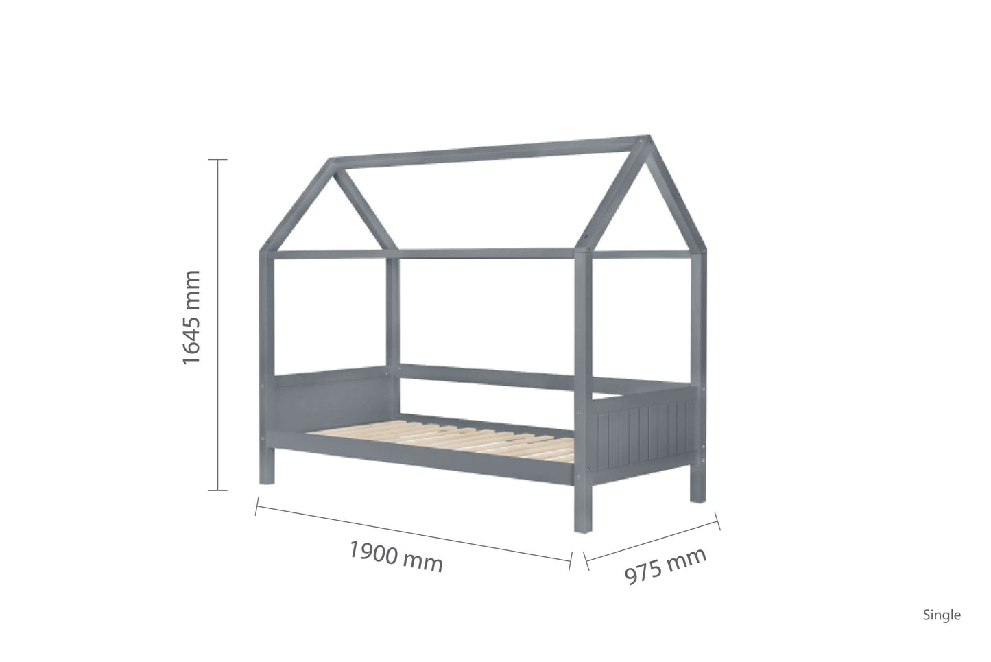 Kids Grey Themed Home Single Bed