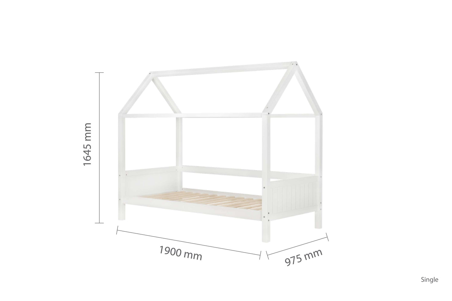Kids White Themed Home Single Bed