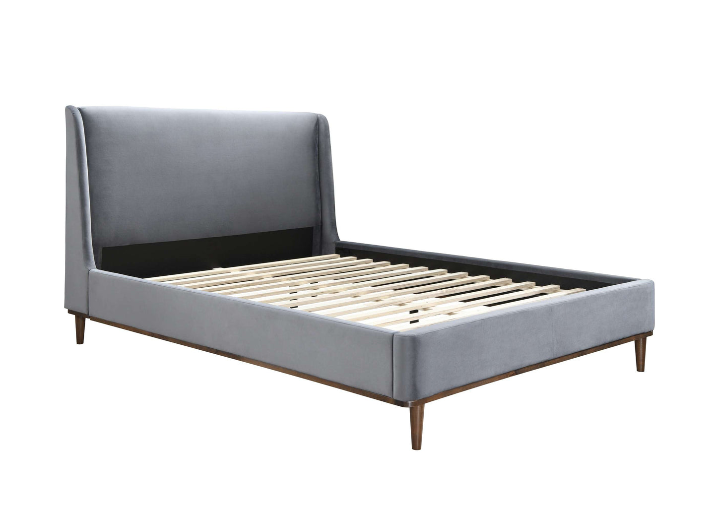 Lincoln Grey Velvet Fabric Bed