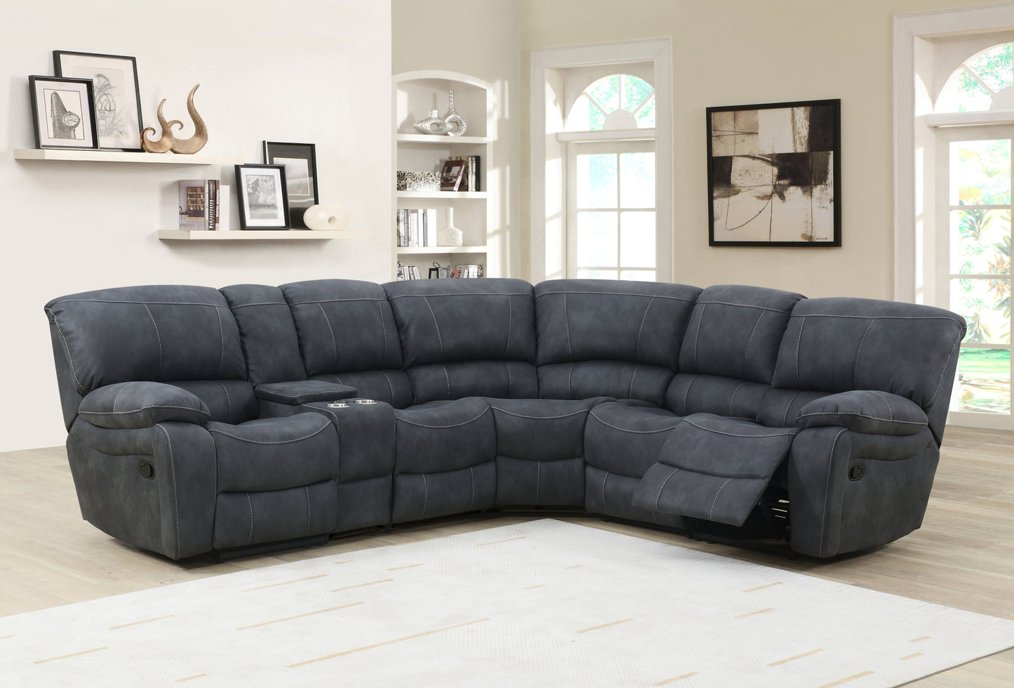 Manhattan Recliner Sofas Grey Fabric