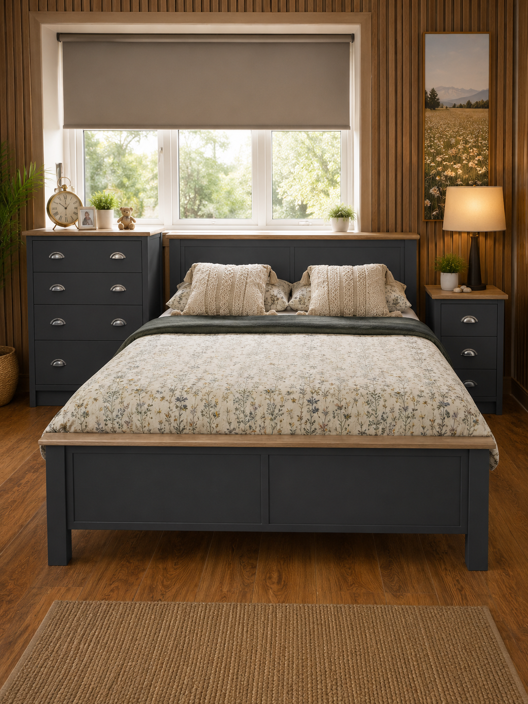 Millwood Charcoal Grey Wooden Bedframes