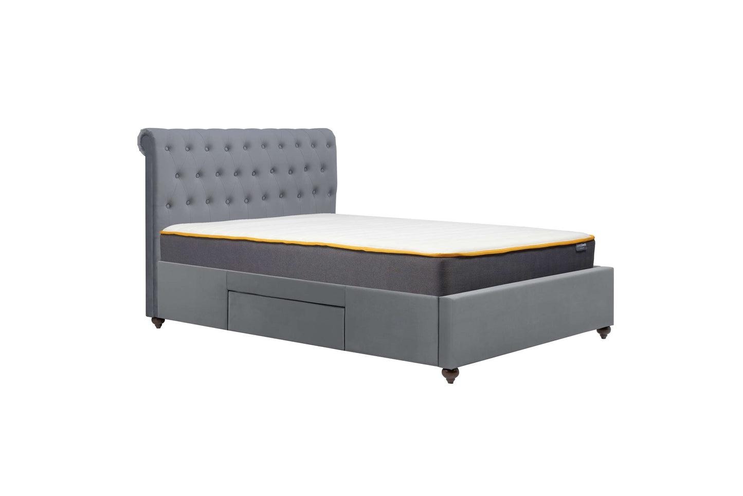 Marlow Grey Velvet Bed with Storage Drawers