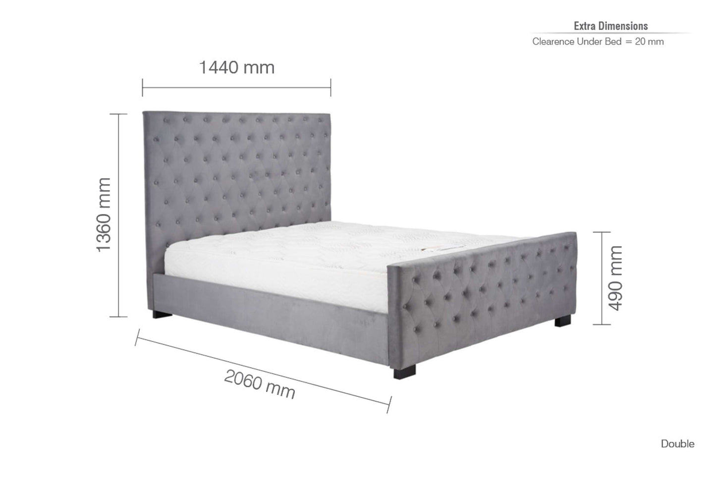 Marquis Grey Velvet Bed