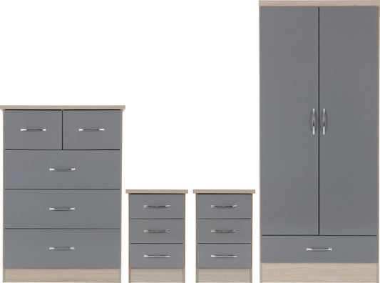 Grey and oak bedroom furniture