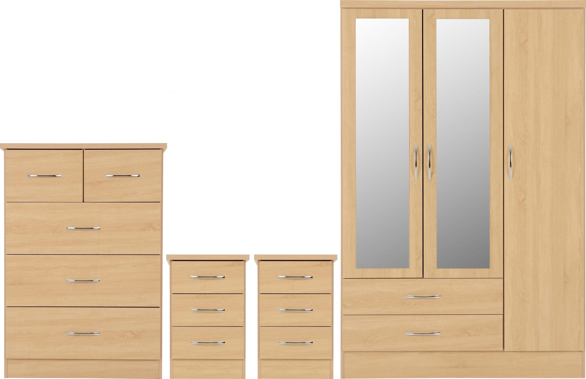 oak 3 door wardrobe set