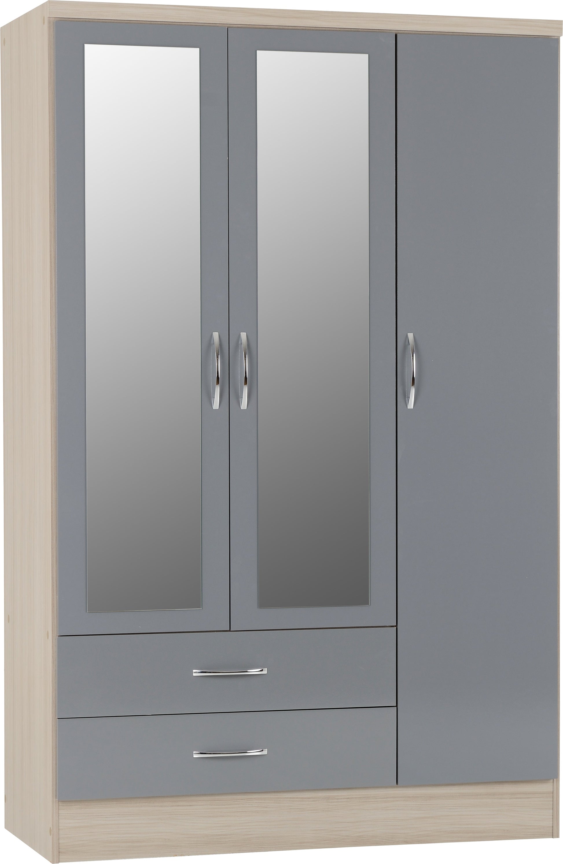grey and oak 3 door wardrobe