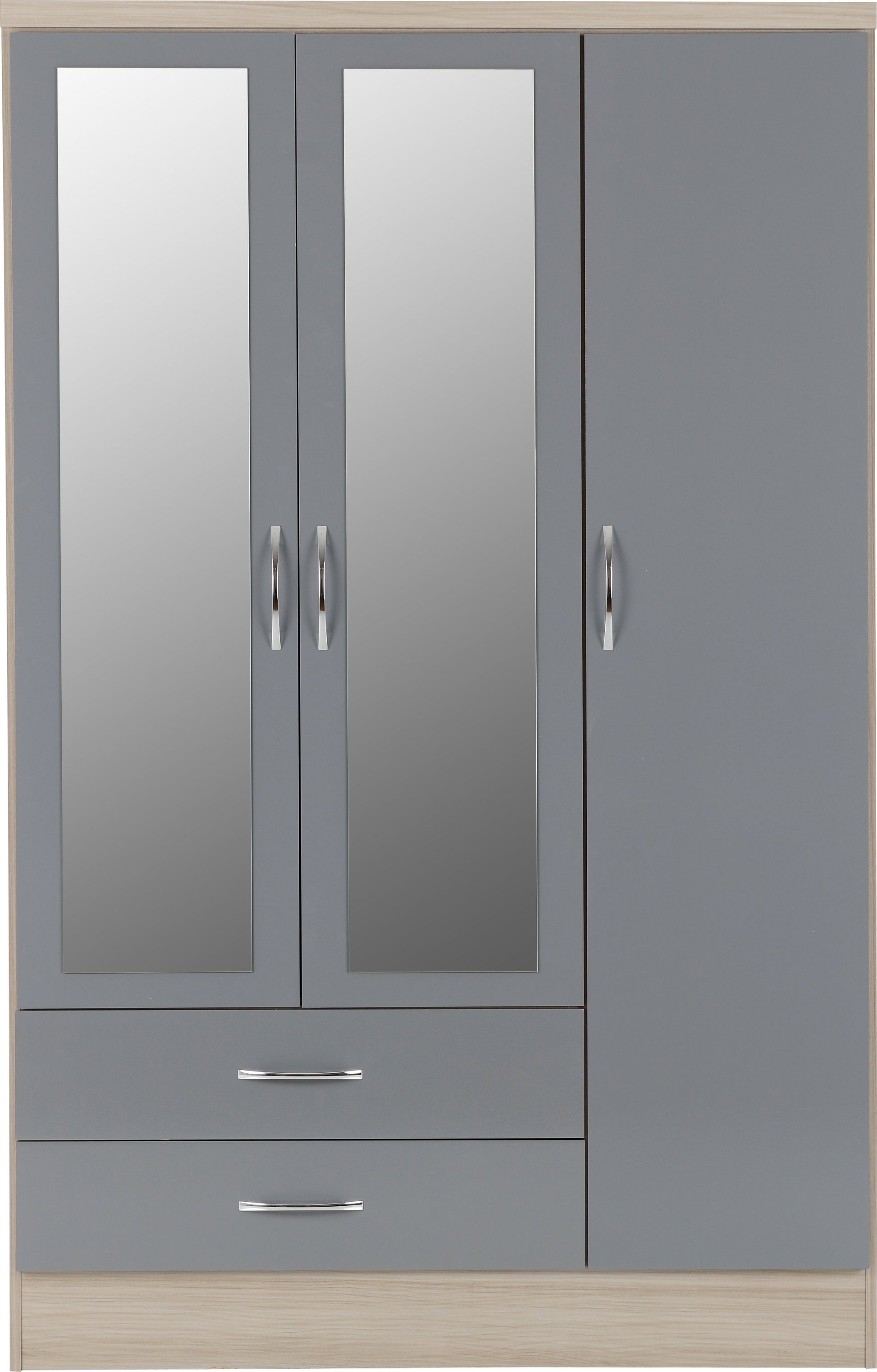 grey and oak 3 door wardrobe