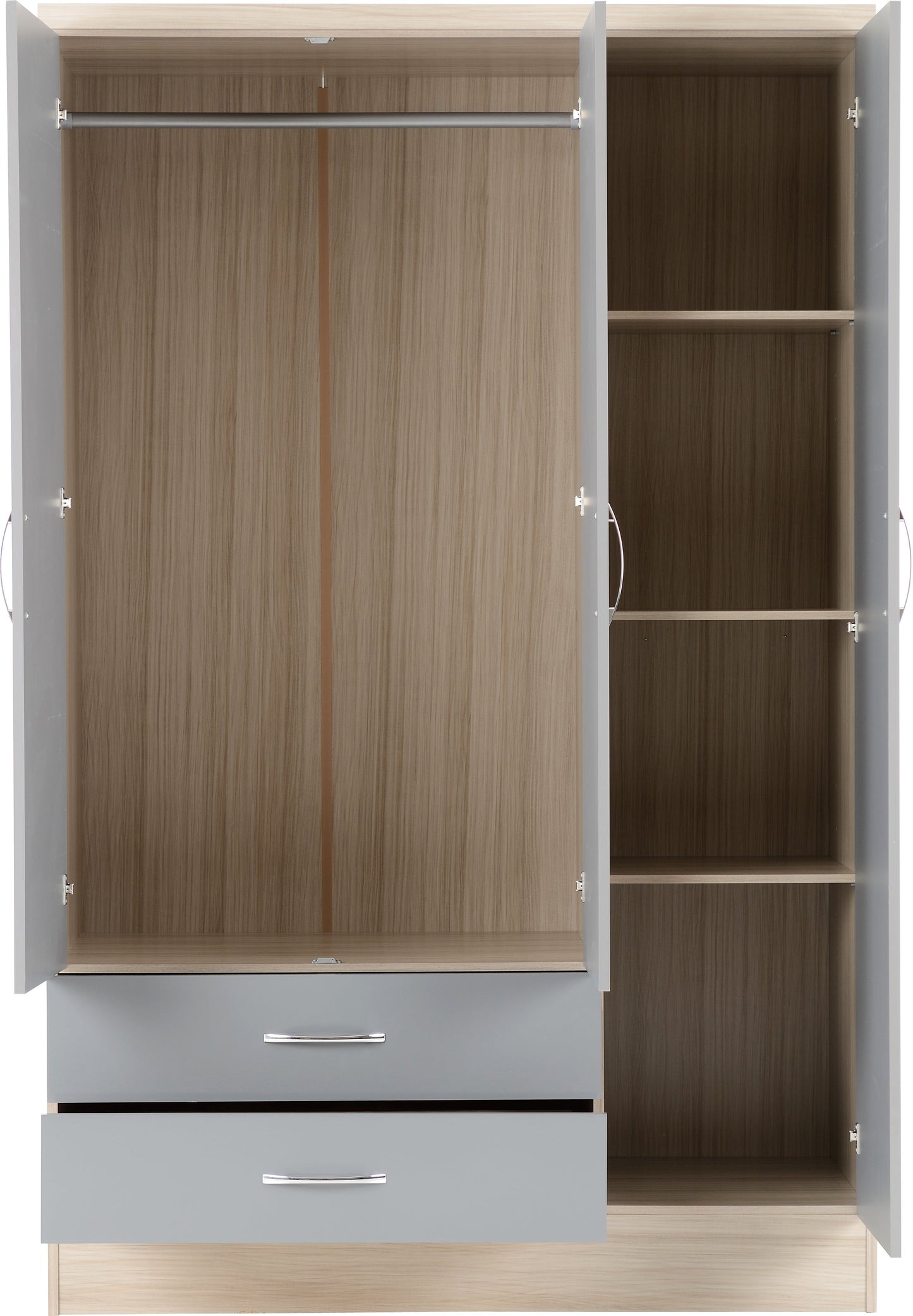 Nevada 3 Door 2 Drawer Mirrored Wardrobe