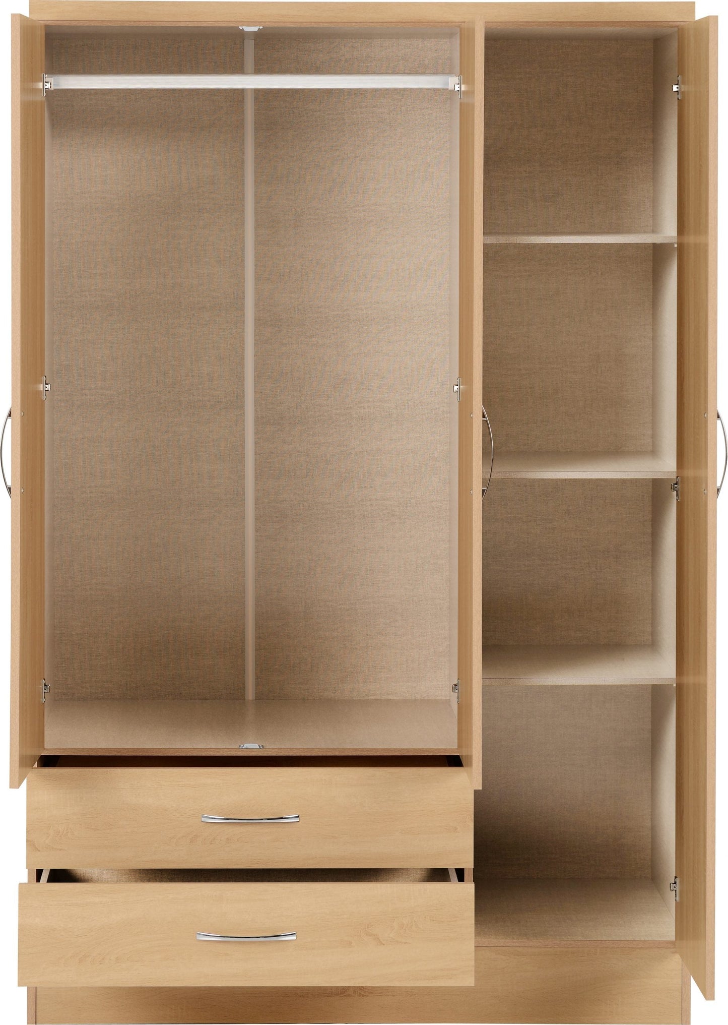 Nevada 3 Door 2 Drawer Mirrored Wardrobe Bedroom Set