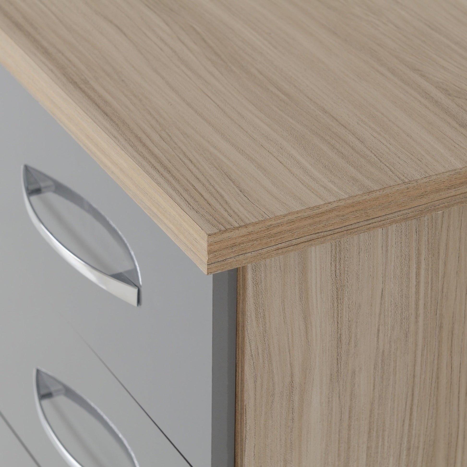 close up of 3 drawer bedside locker