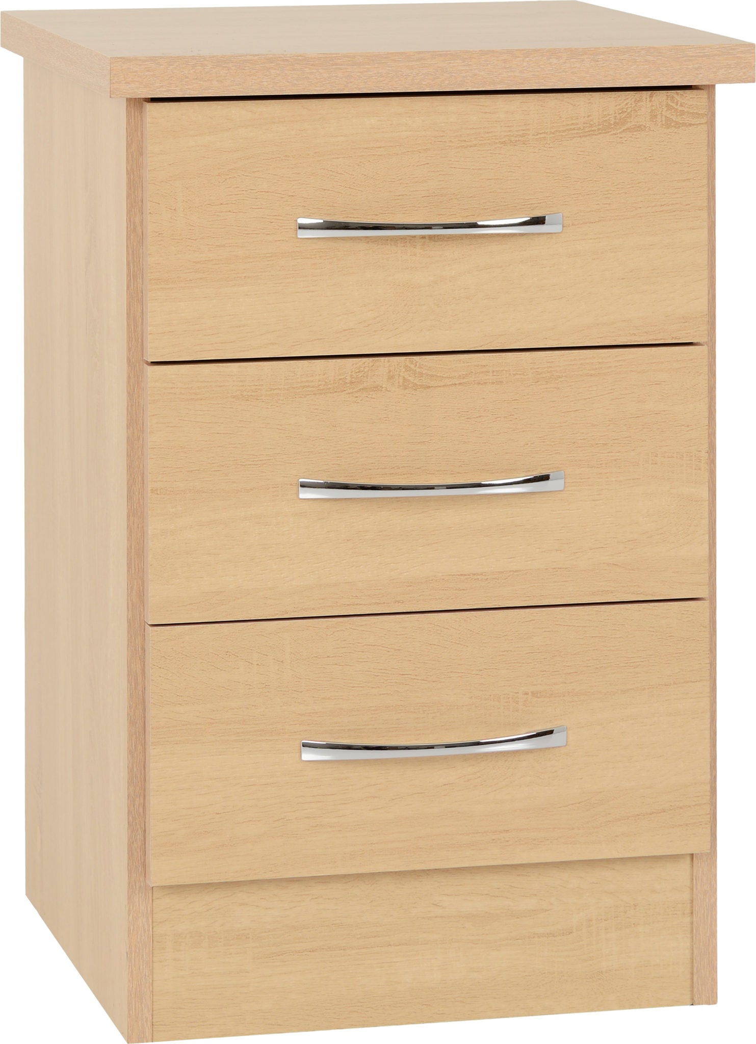 oak 3 drawer bedside locker
