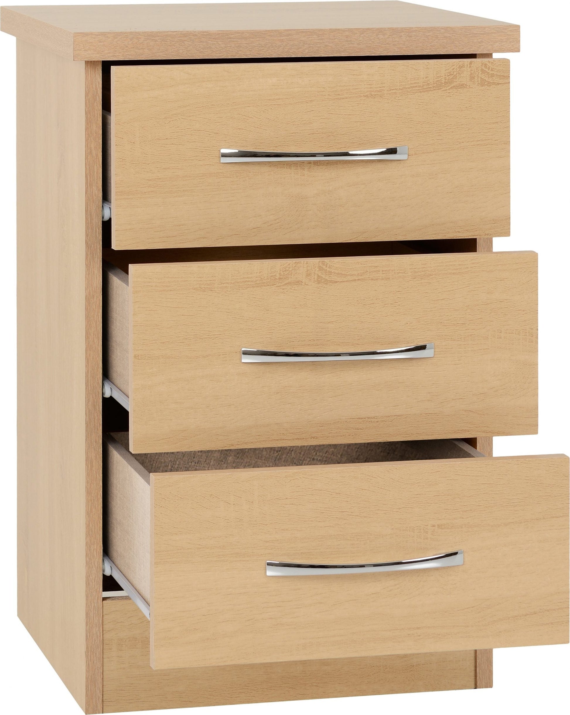 oak 3 drawer bedside locker