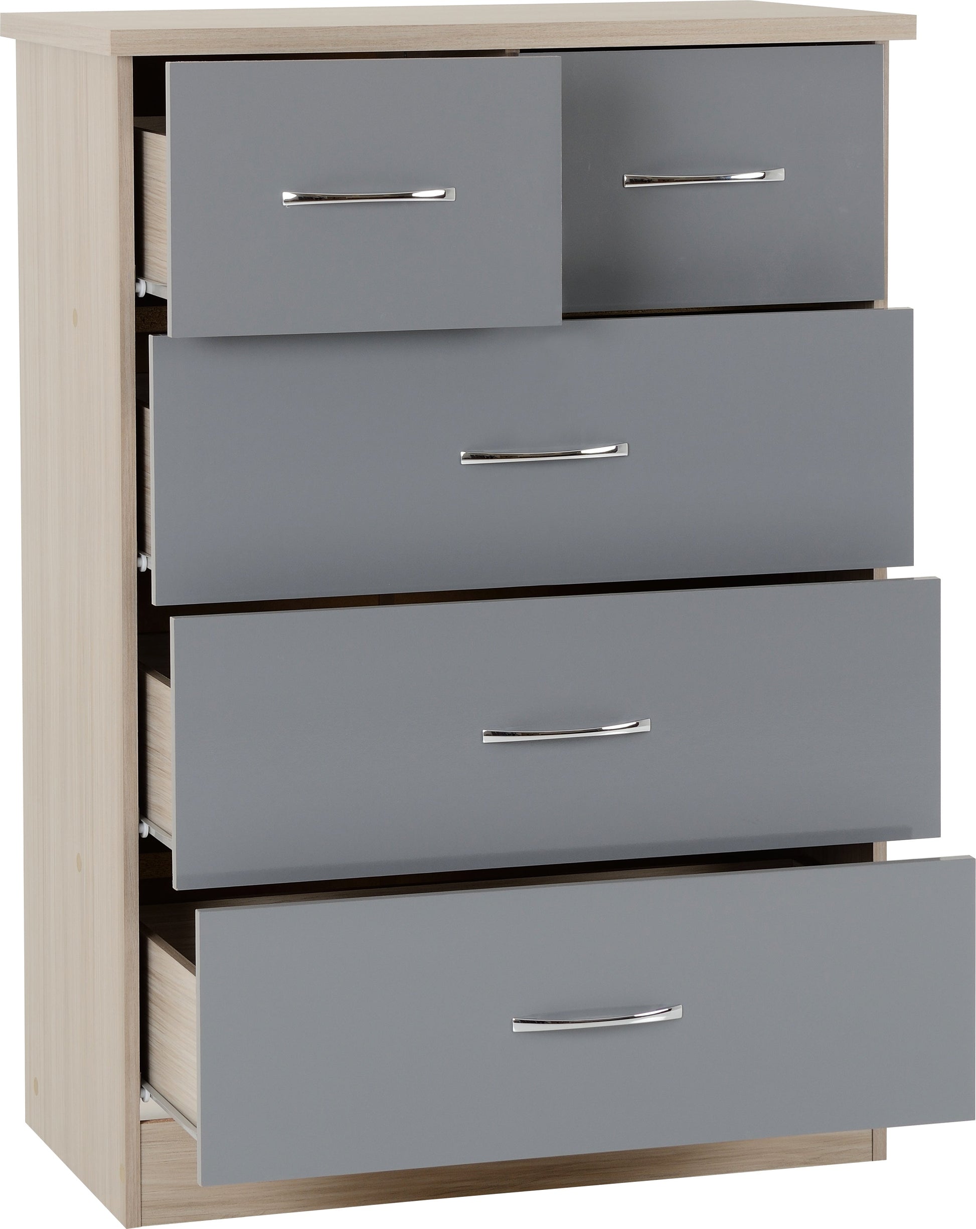 grey 5 drawer chest
