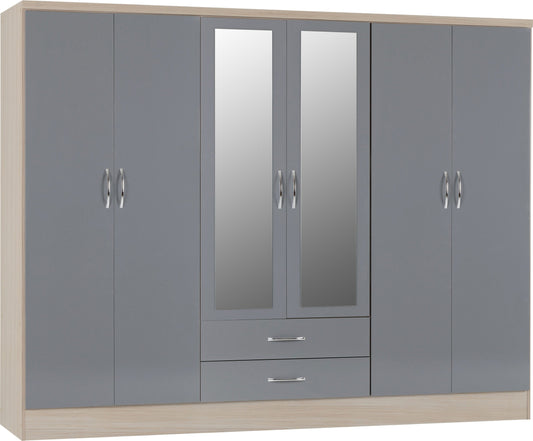 6 door grey wardrobe