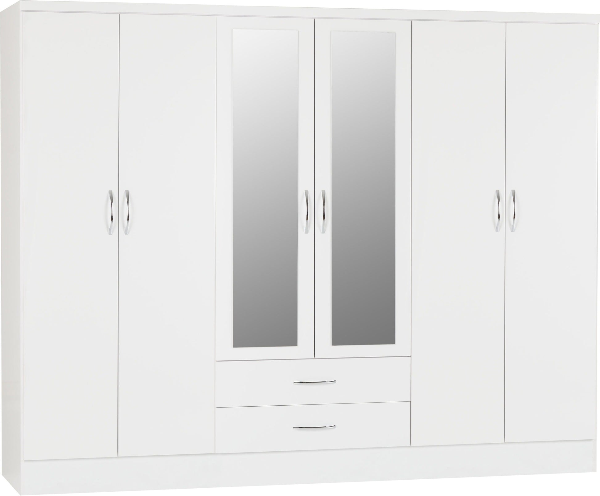 6 door white wardrobe