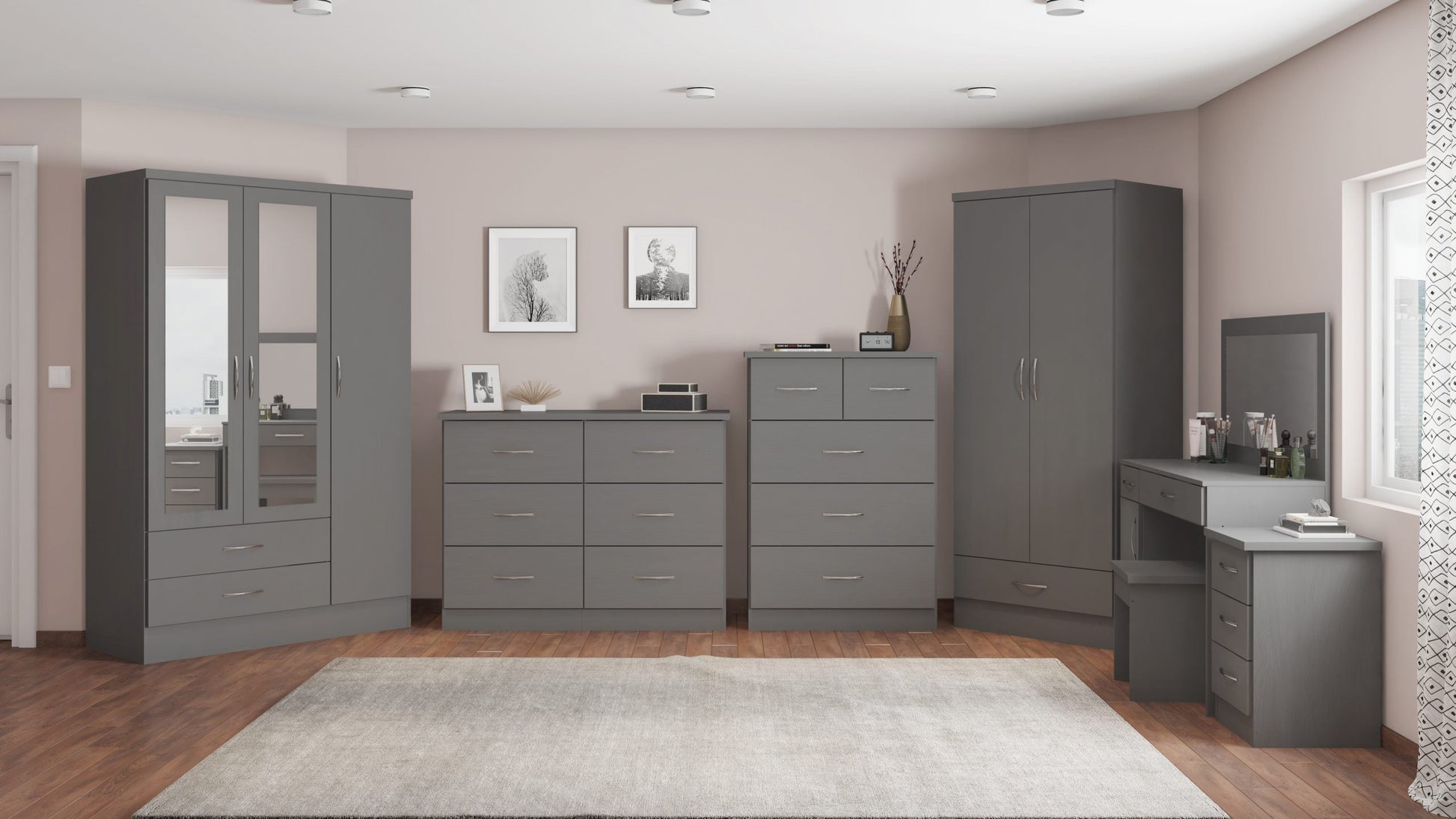 grey 5 drawer chest
