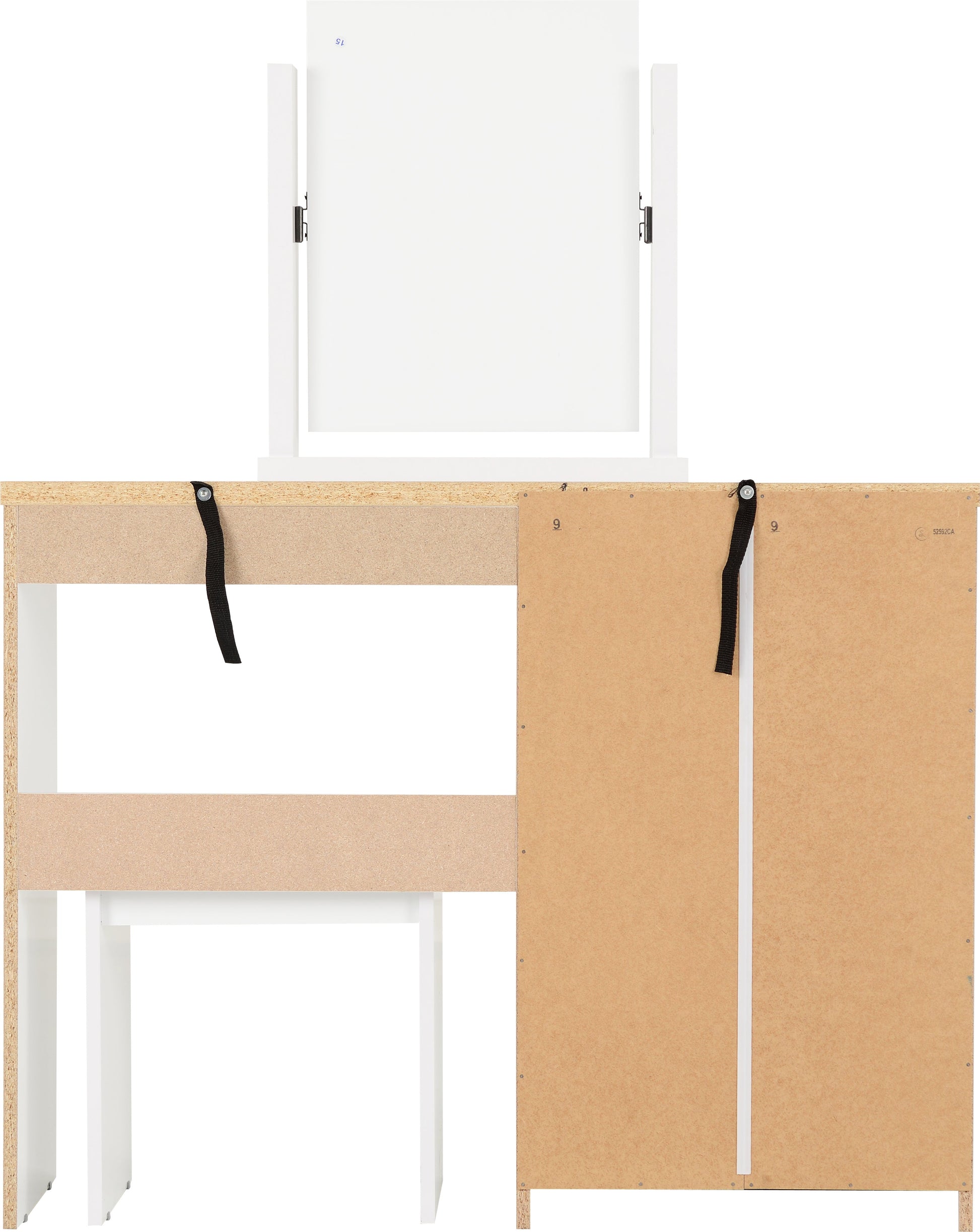 Grey and oak 4 drawer dressing table with mirror and stool